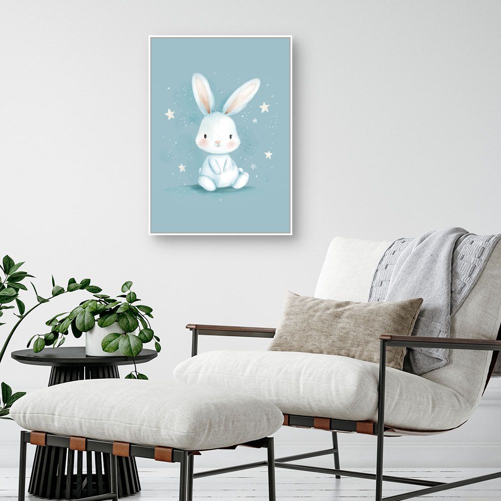 Tableau imprimé pour enfants 'Doux lapin étoilé'