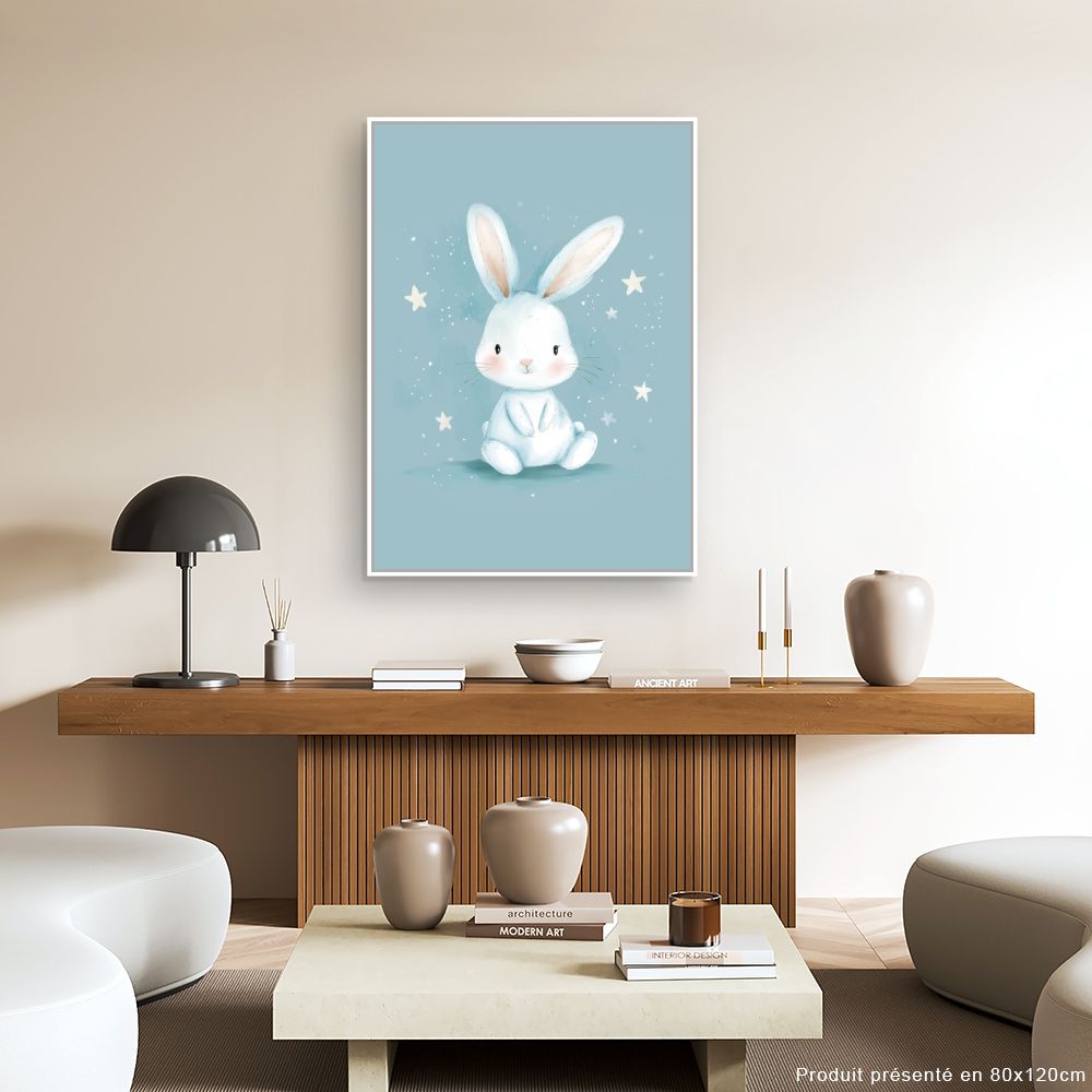 Tableau imprimé pour enfants 'Doux lapin étoilé'