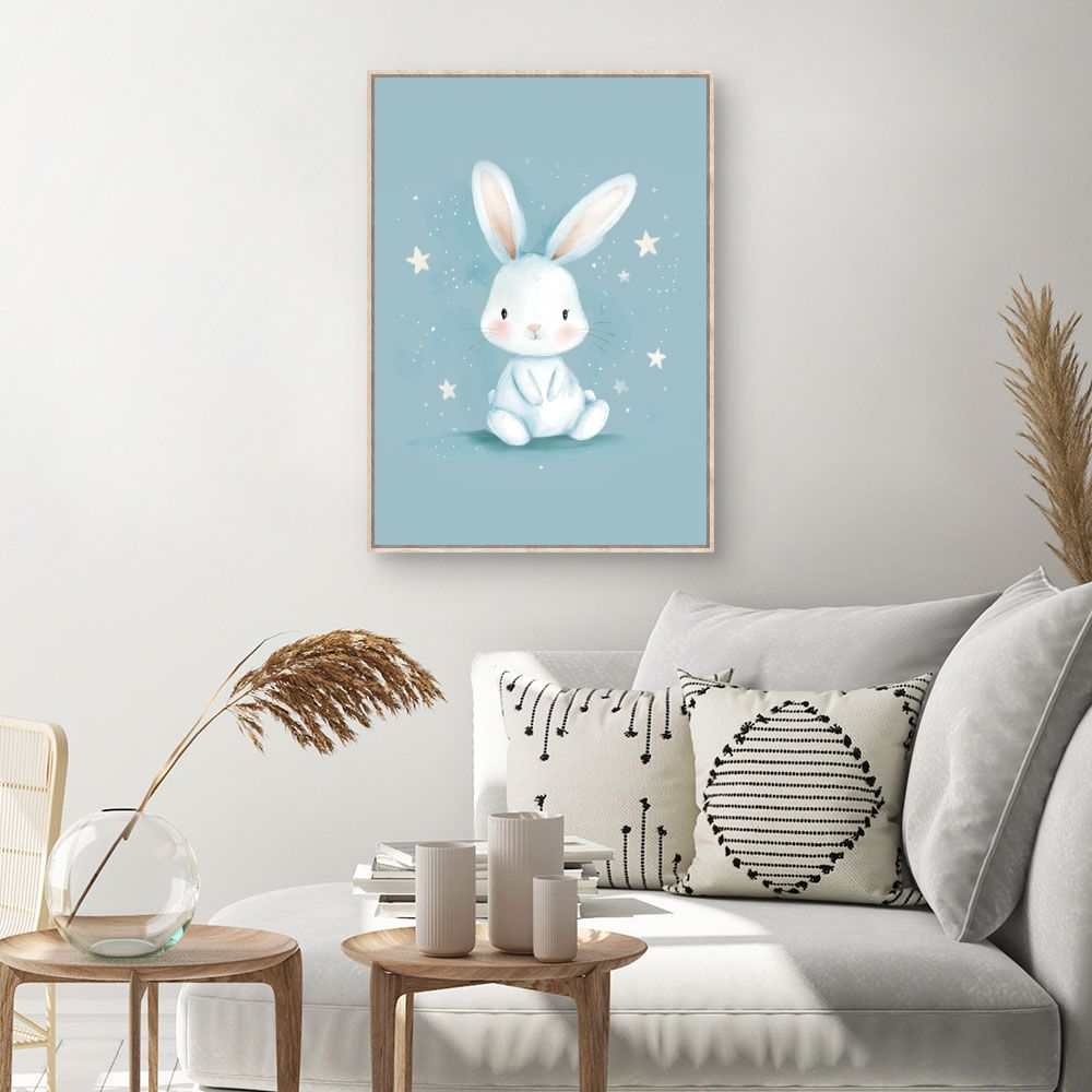 Tableau imprimé pour enfants 'Doux lapin étoilé'