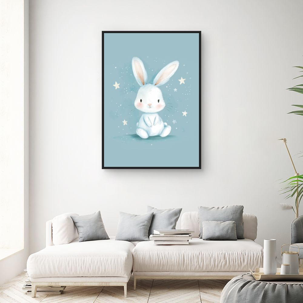 Tableau imprimé pour enfants 'Doux lapin étoilé'