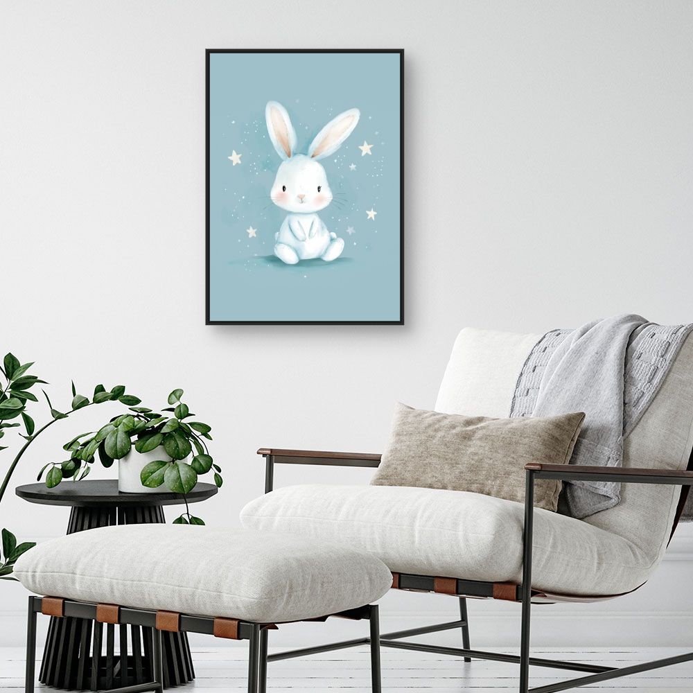 Tableau imprimé pour enfants 'Doux lapin étoilé'