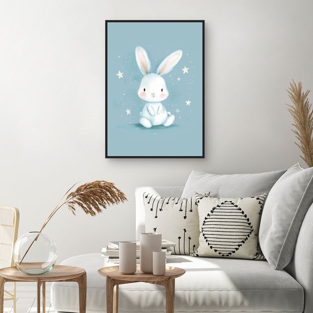 Tableau imprimé pour enfants 'Doux lapin étoilé'