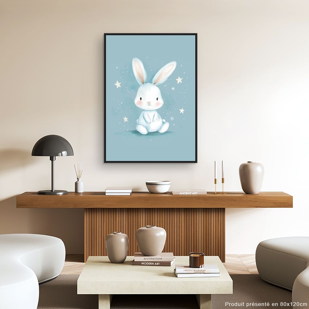 Tableau imprimé pour enfants 'Doux lapin étoilé'
