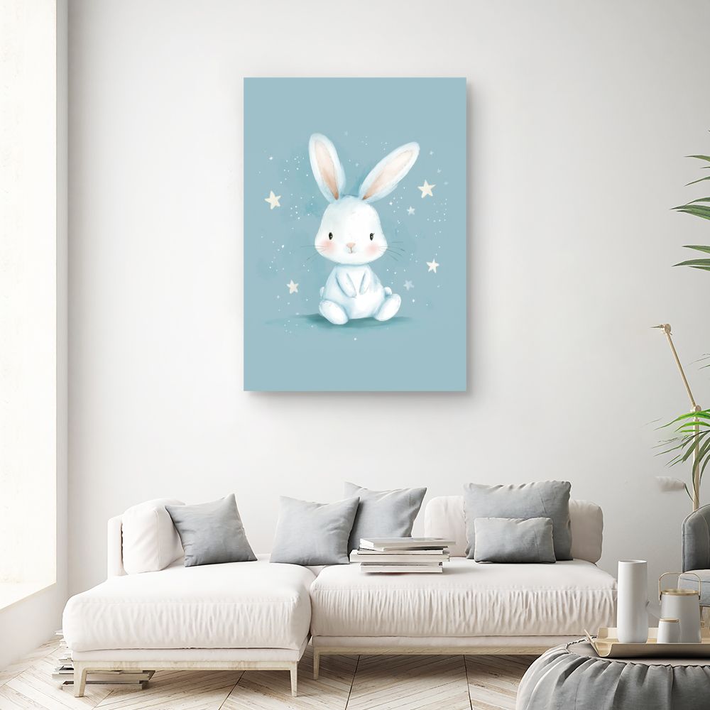 Tableau imprimé pour enfants 'Doux lapin étoilé'