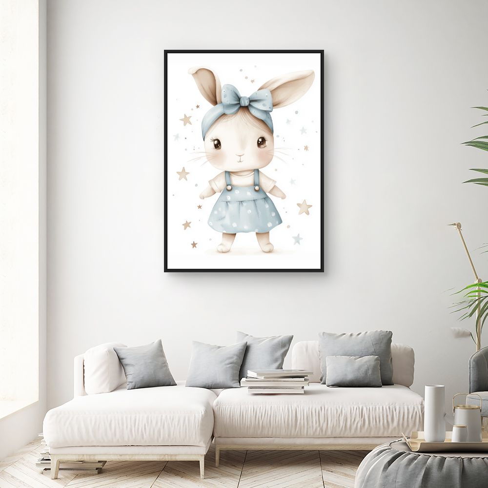 Tableau imprimé pour enfants 'Lapin adorable'