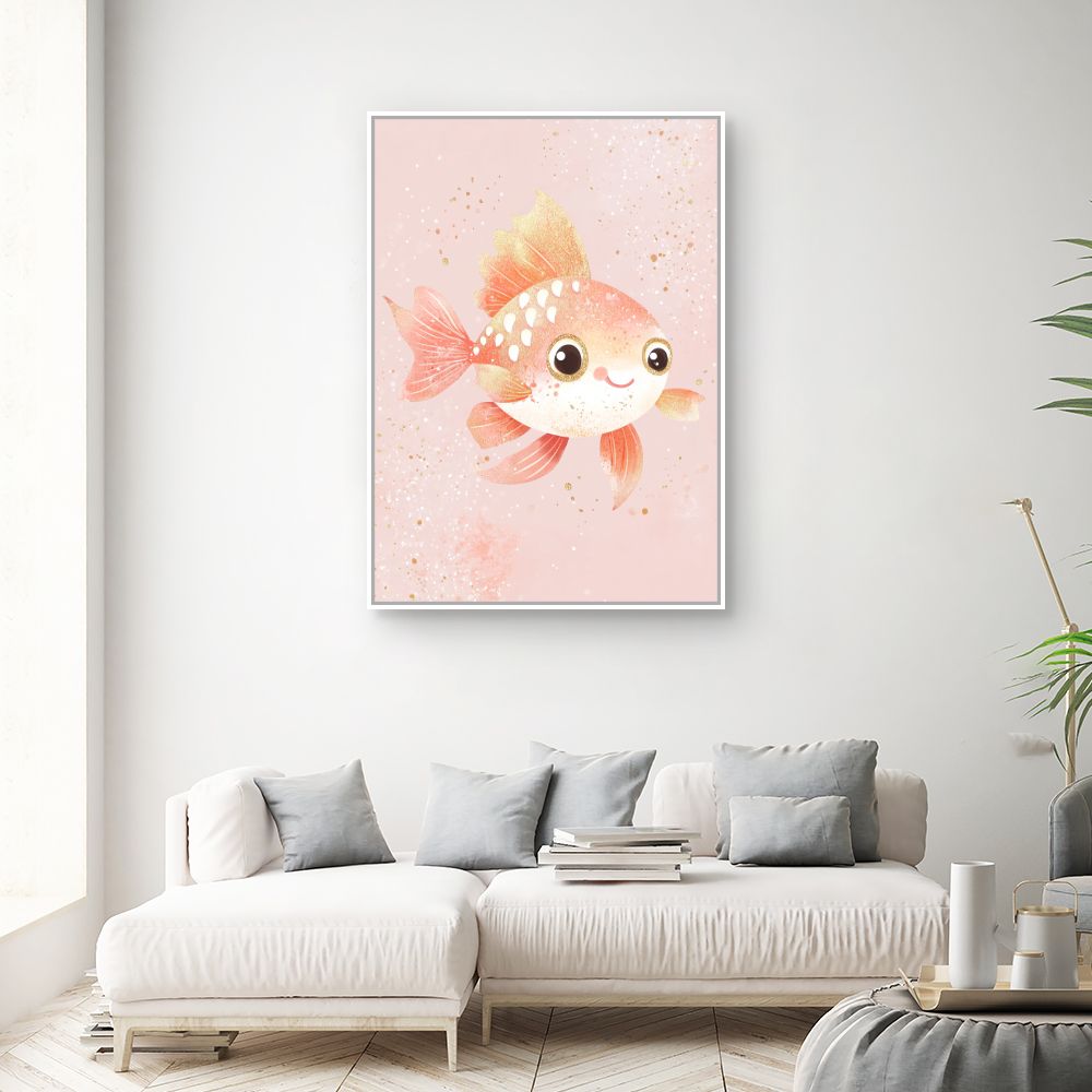 Tableau imprimé pour enfants 'Poisson joyeux scintillant'