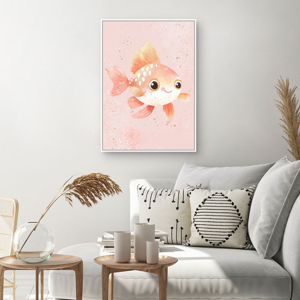 Tableau imprimé pour enfants 'Poisson joyeux scintillant'
