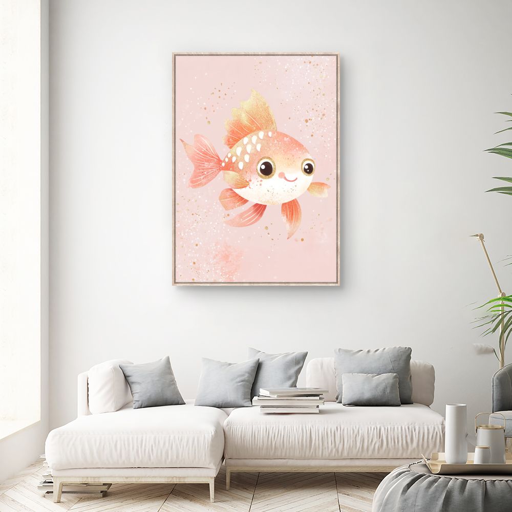 Tableau imprimé pour enfants 'Poisson joyeux scintillant'