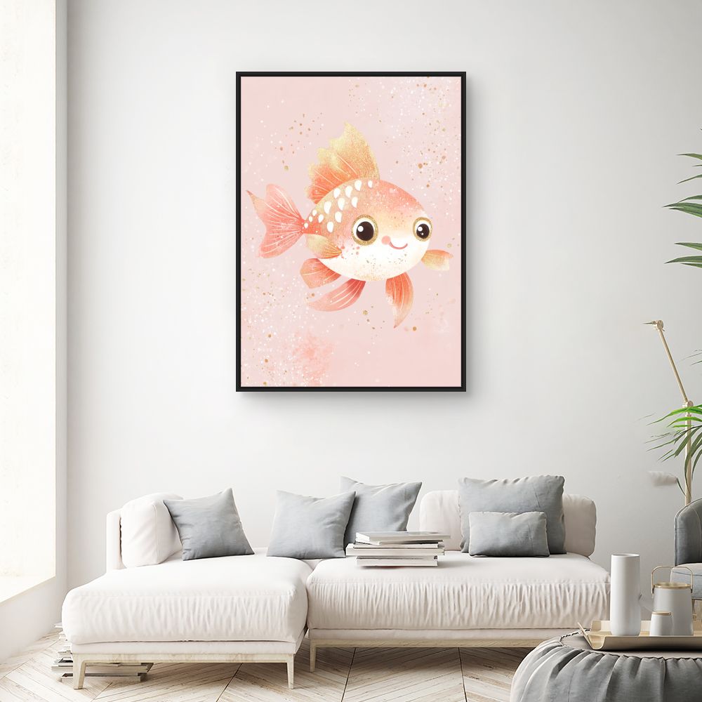 Tableau imprimé pour enfants 'Poisson joyeux scintillant'
