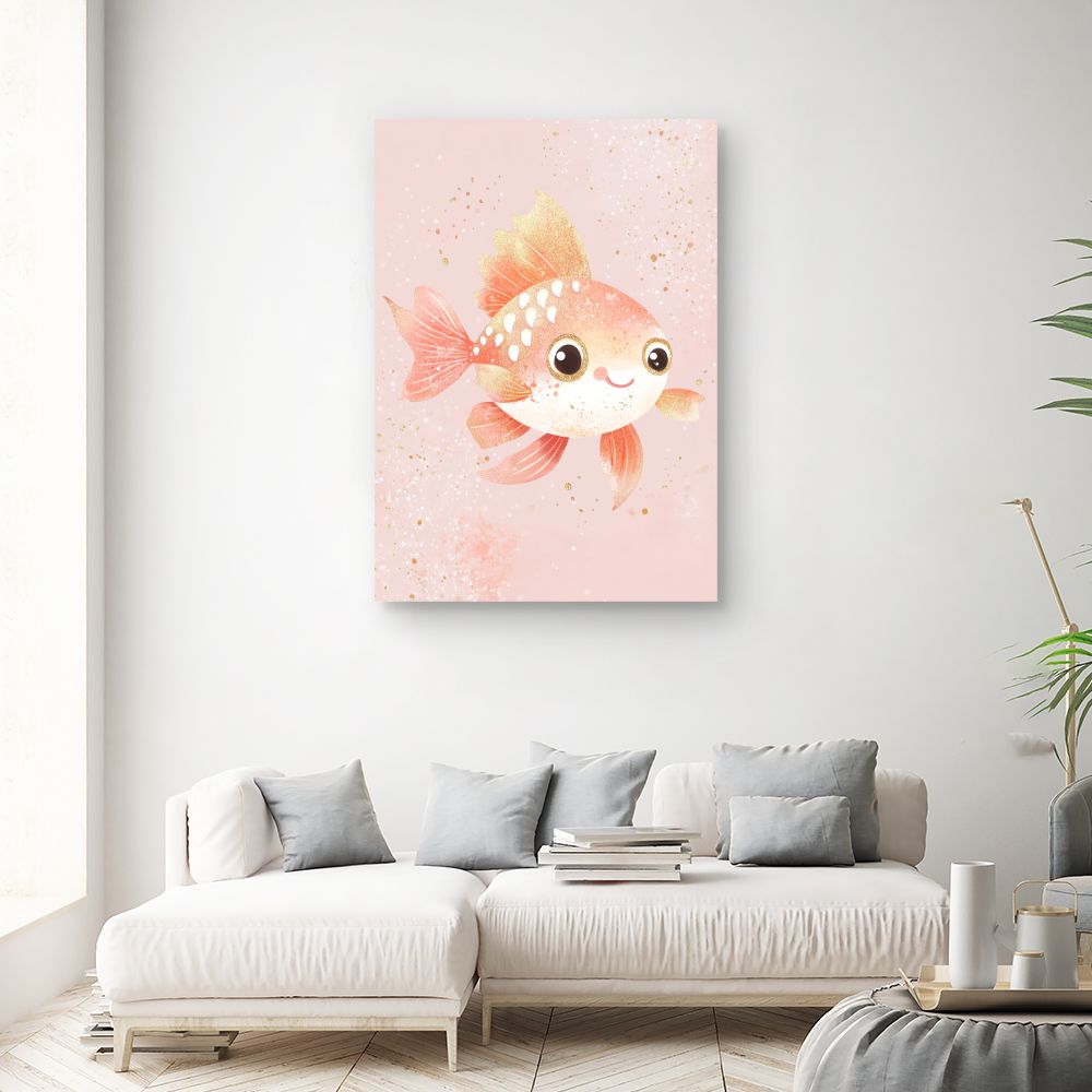 Tableau imprimé pour enfants 'Poisson joyeux scintillant'