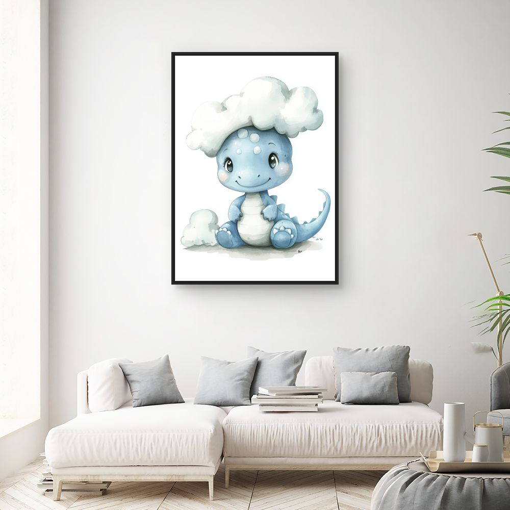 Tableau 'Dino nuageux'