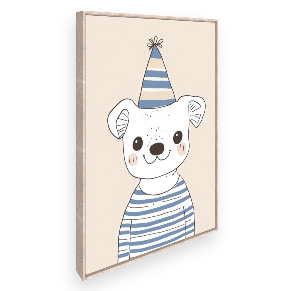 Tableau imprimé pour enfants 'Ourson festif charmant'