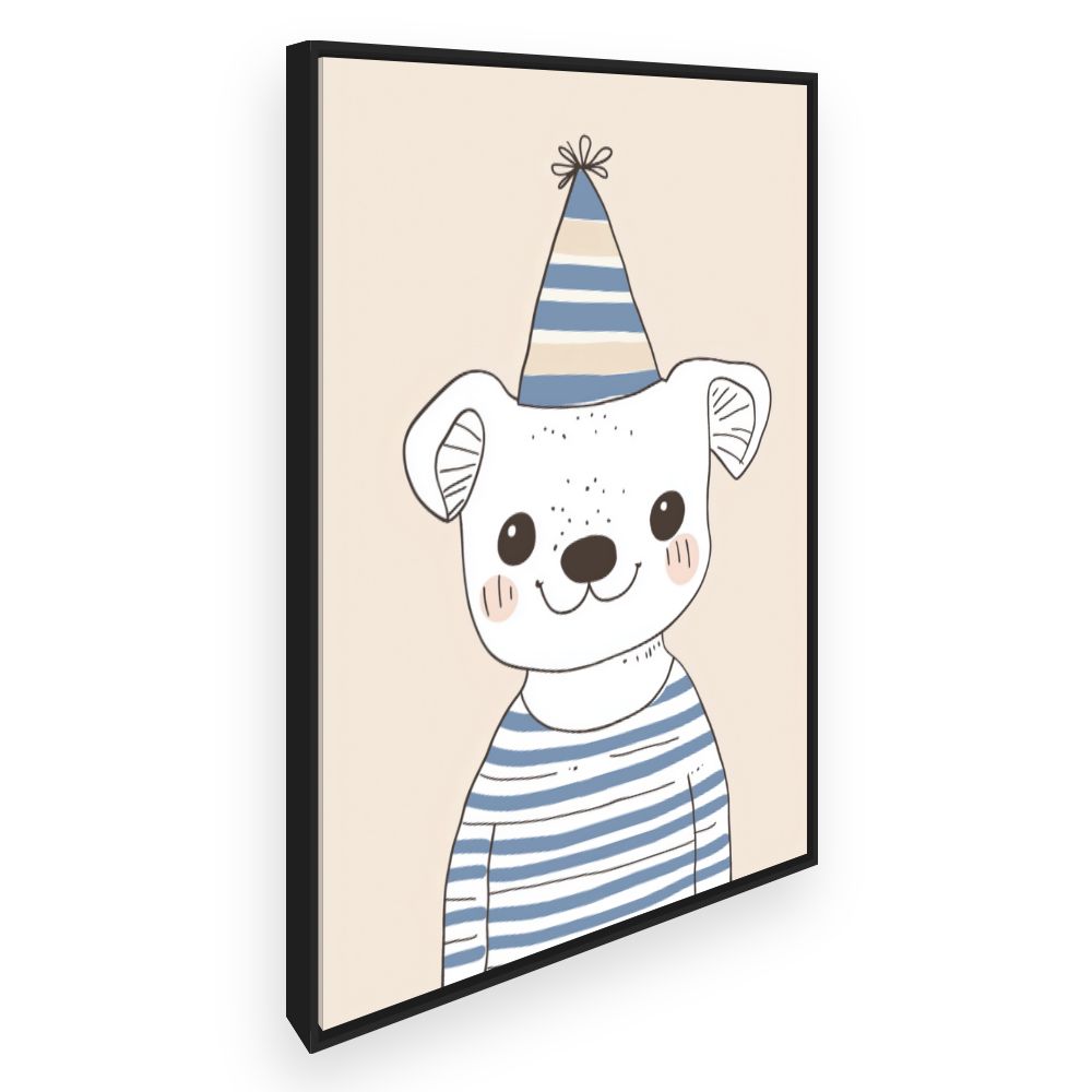 Tableau imprimé pour enfants 'Ourson festif charmant'