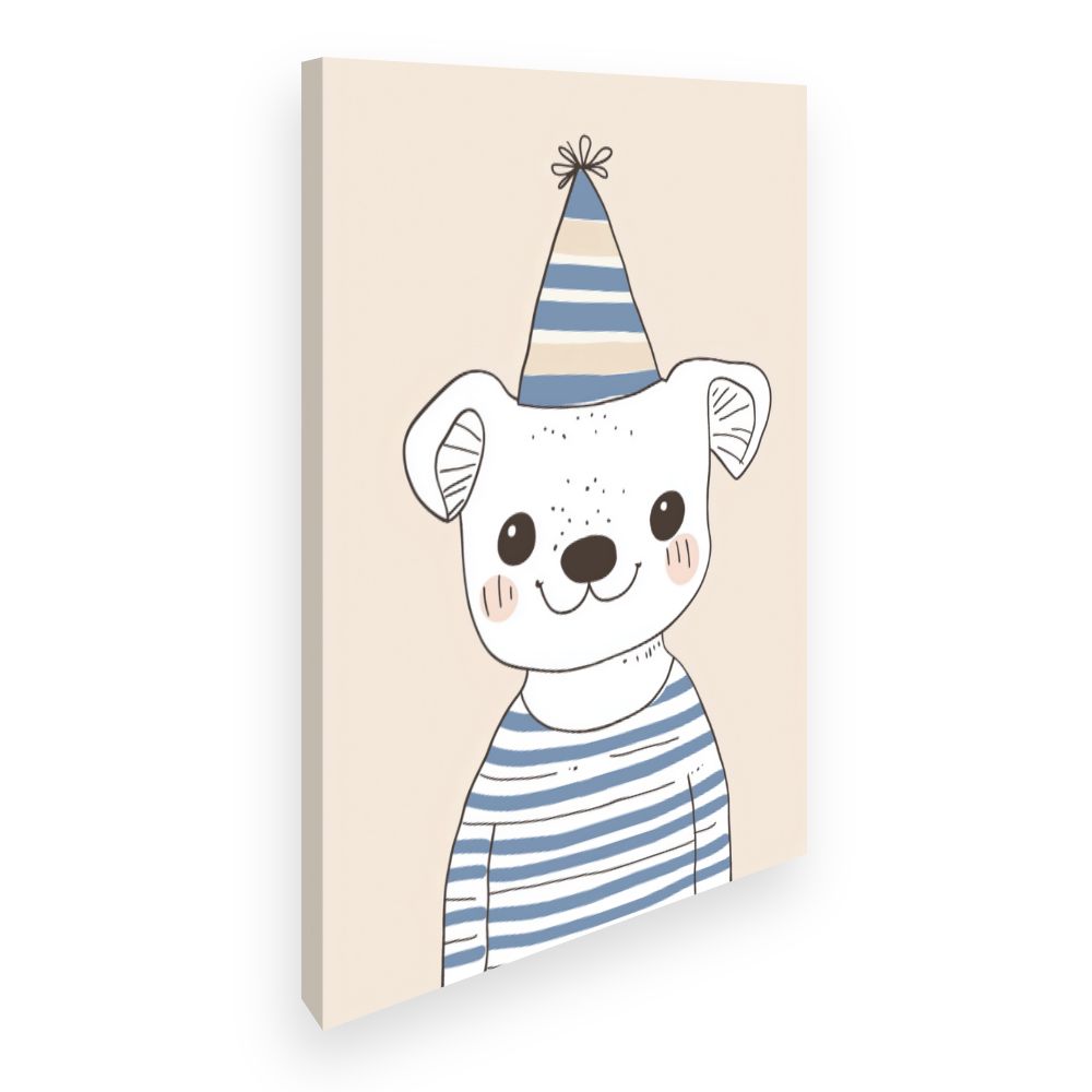 Tableau imprimé pour enfants 'Ourson festif charmant'
