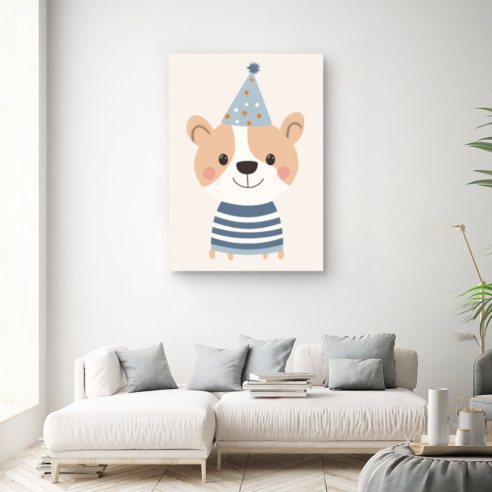 Tableau imprimé pour enfants 'Adorable chien festif'