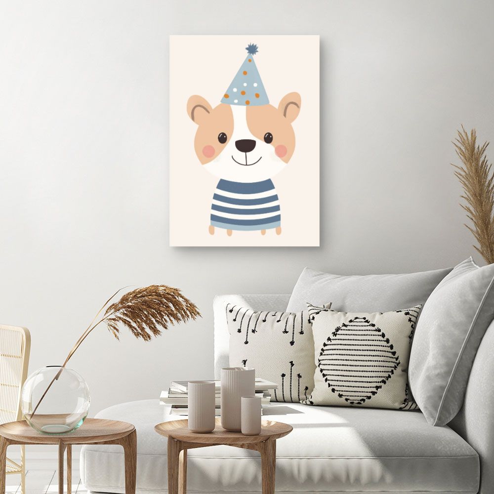 Tableau imprimé pour enfants 'Adorable chien festif'