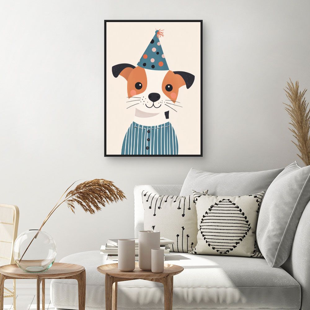 Tableau imprimé pour enfants 'Chien festif adorable'