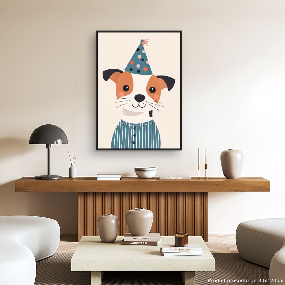 Tableau imprimé pour enfants 'Chien festif adorable'