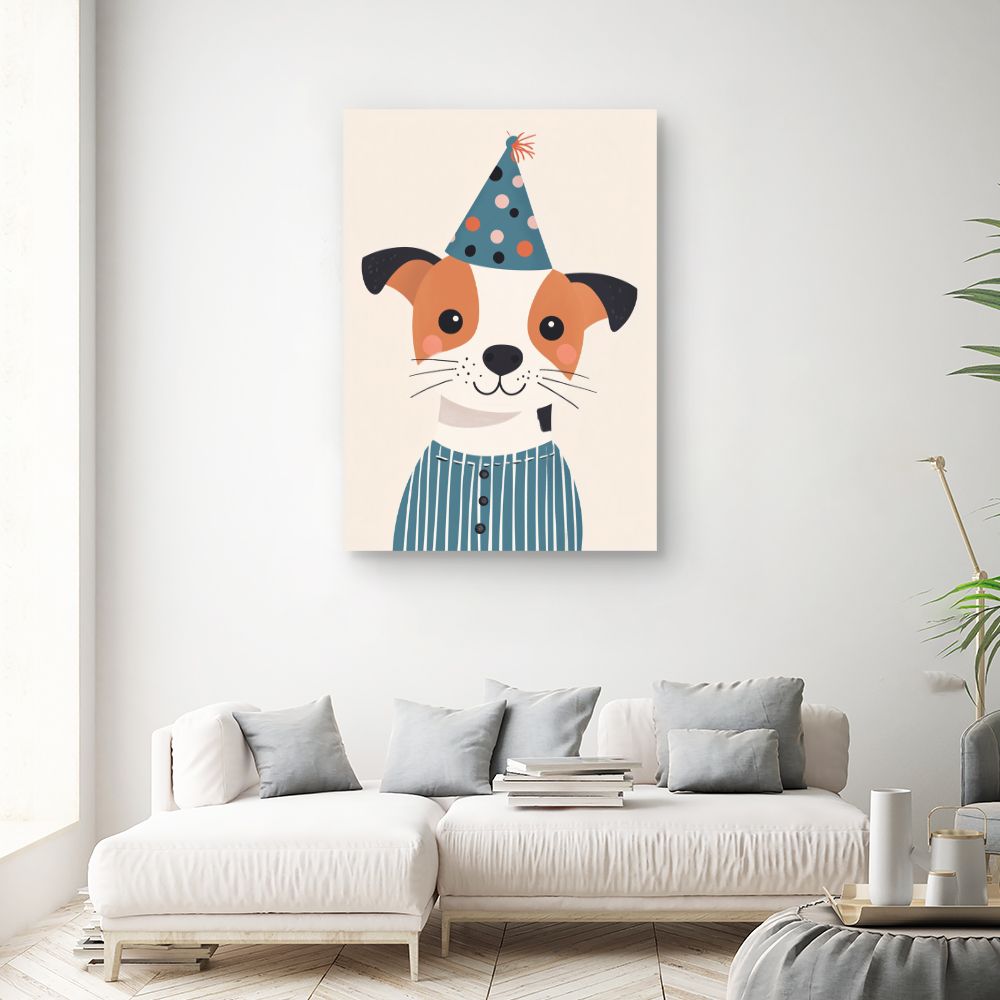 Tableau imprimé pour enfants 'Chien festif adorable'