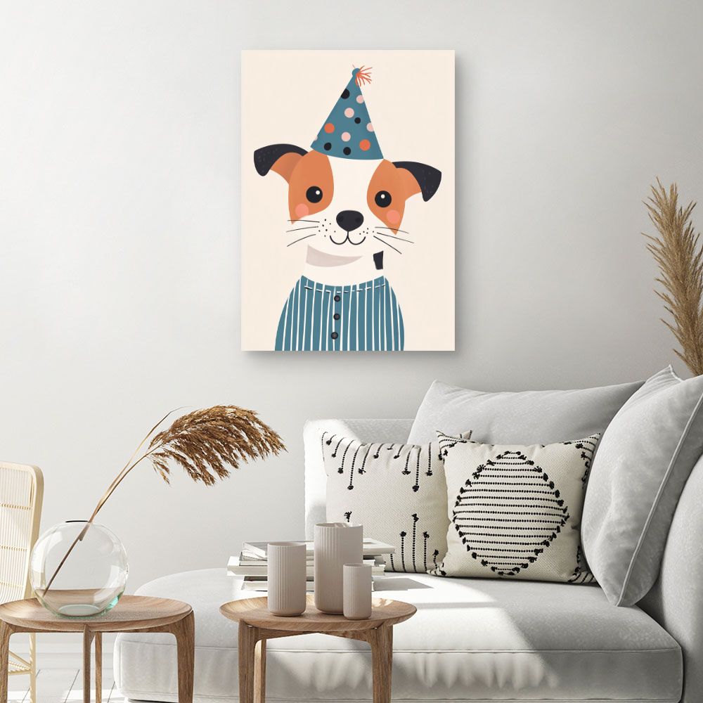 Tableau imprimé pour enfants 'Chien festif adorable'