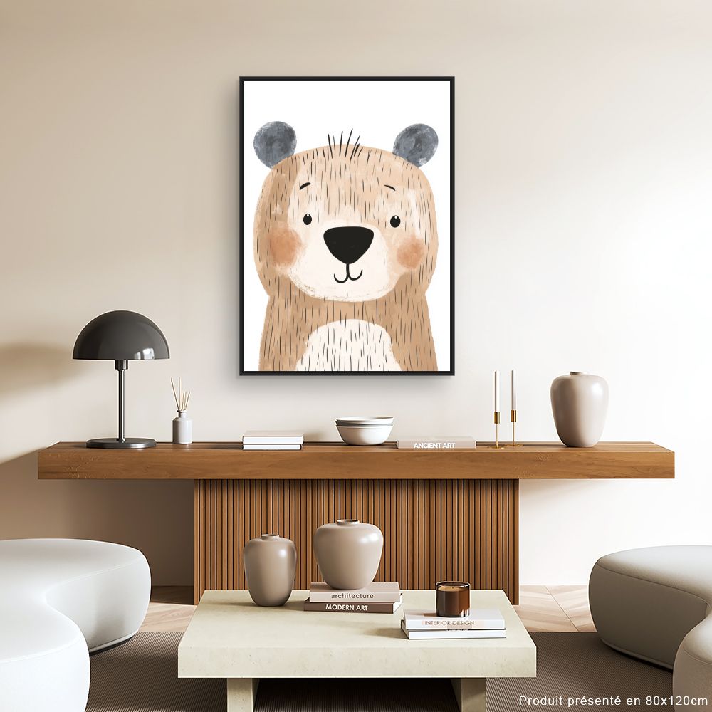 Tableau imprimé pour enfants 'Ours mignon'