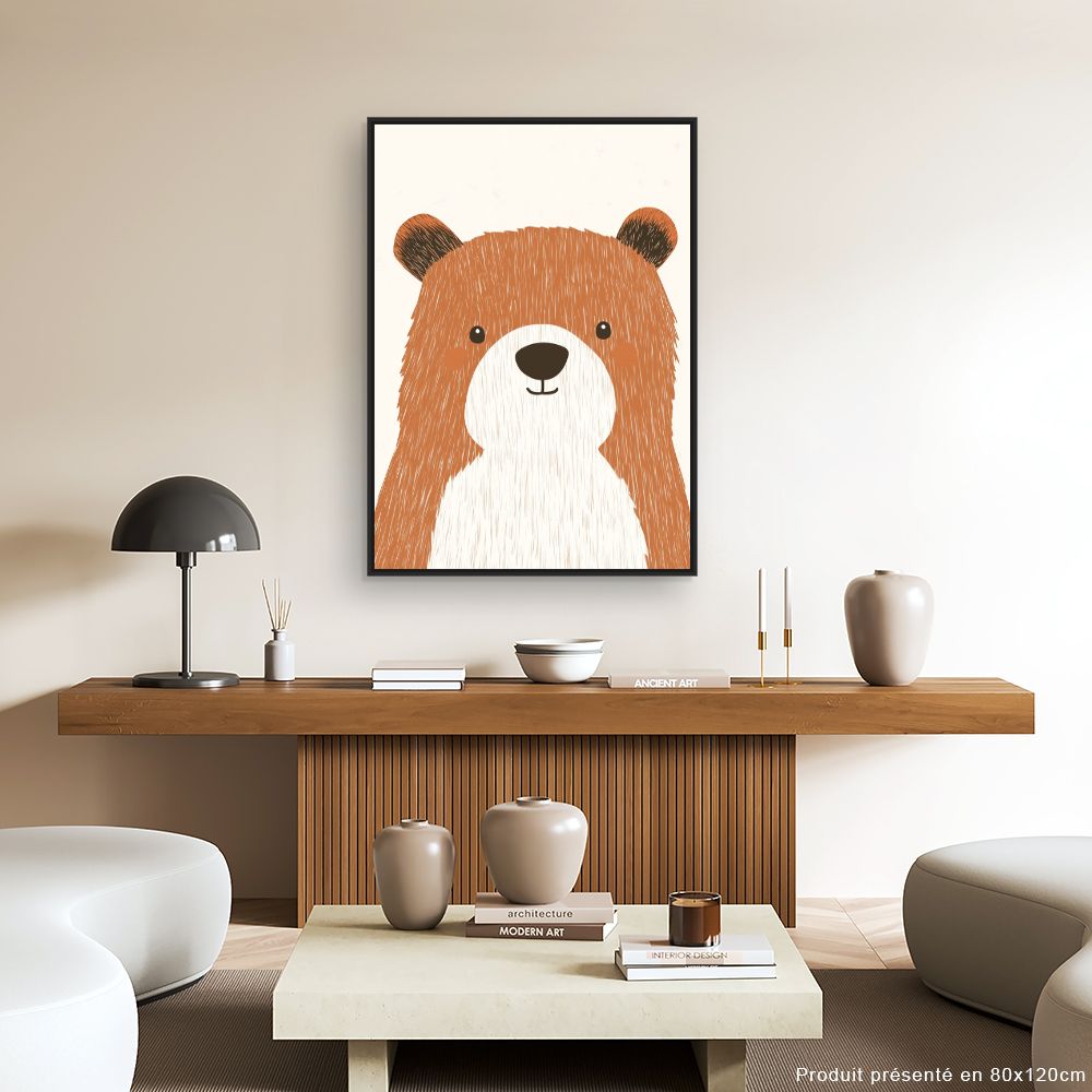 Tableau imprimé pour enfants 'Ours mignon'