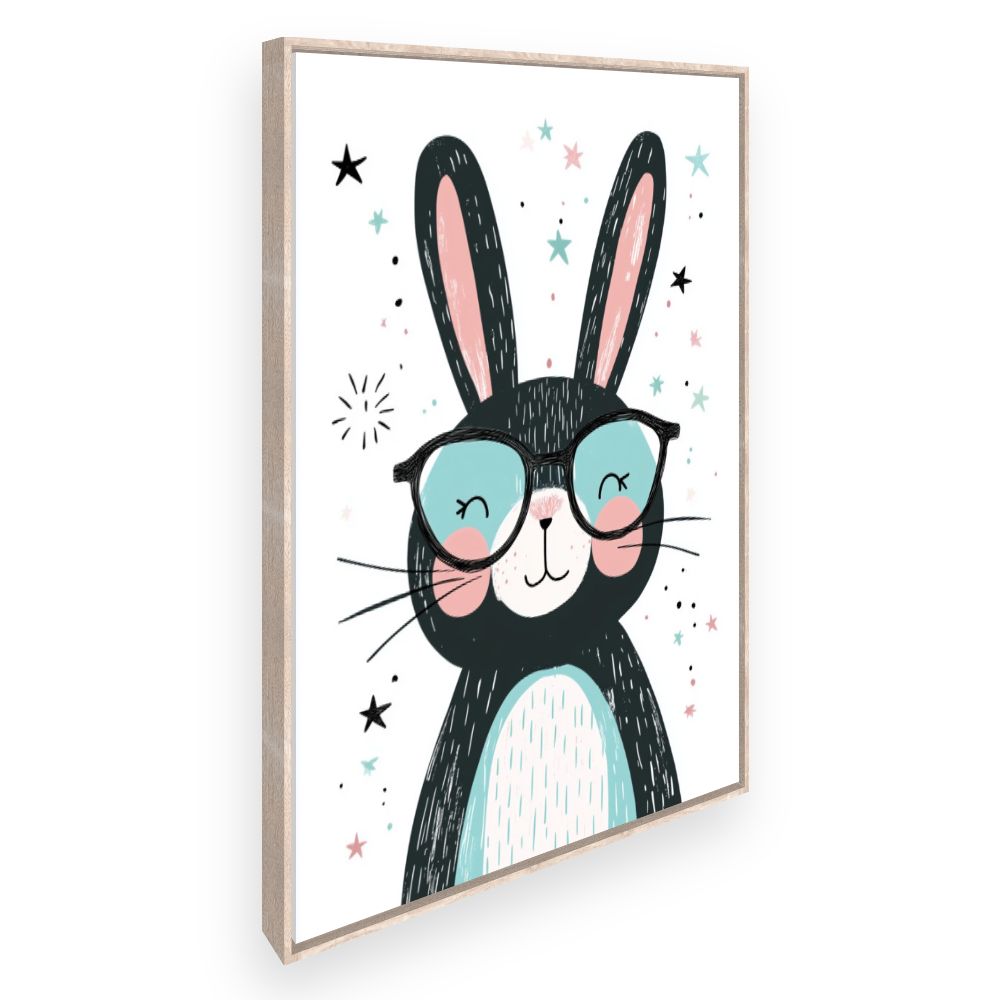 Tableau imprimé pour enfants 'Lapin adorable lunettes'
