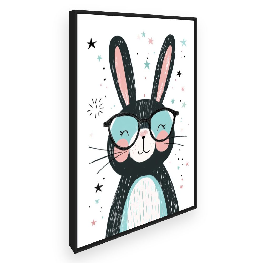 Tableau imprimé pour enfants 'Lapin adorable lunettes'