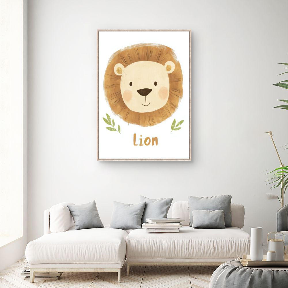 Tableau imprimé pour enfants 'Lion adorable'