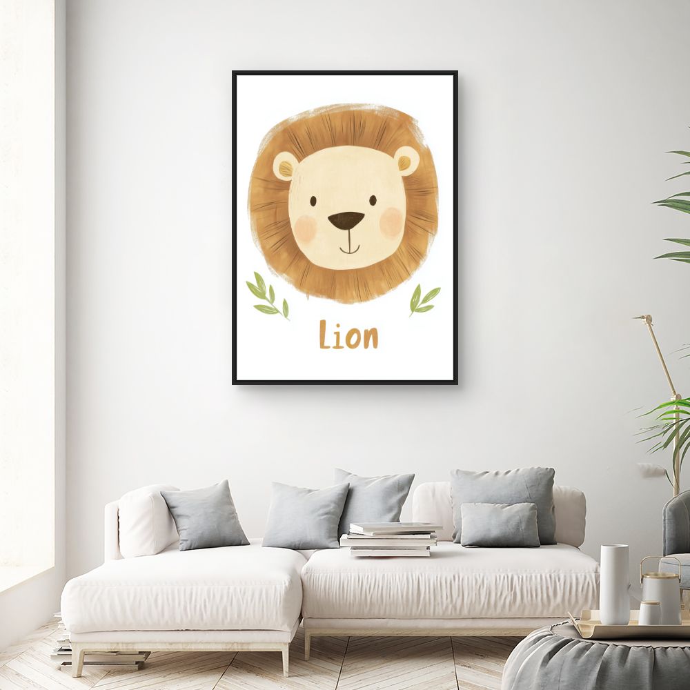 Tableau imprimé pour enfants 'Lion adorable'