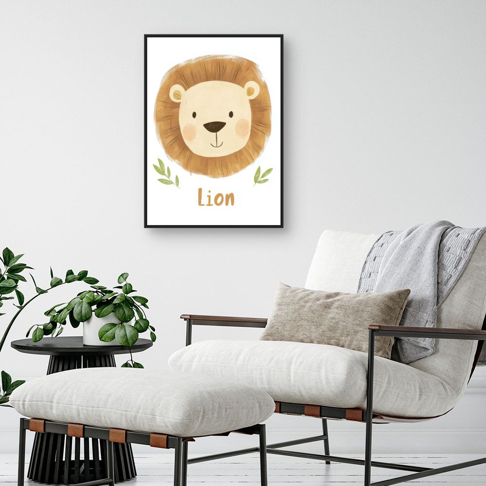 Tableau imprimé pour enfants 'Lion adorable'