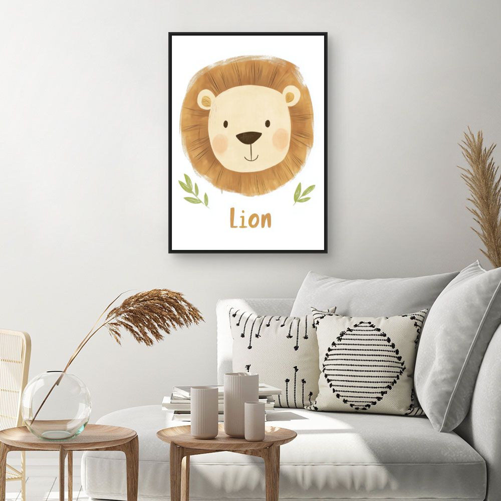 Tableau imprimé pour enfants 'Lion adorable'