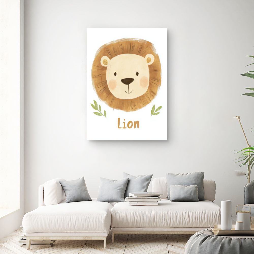 Tableau imprimé pour enfants 'Lion adorable'