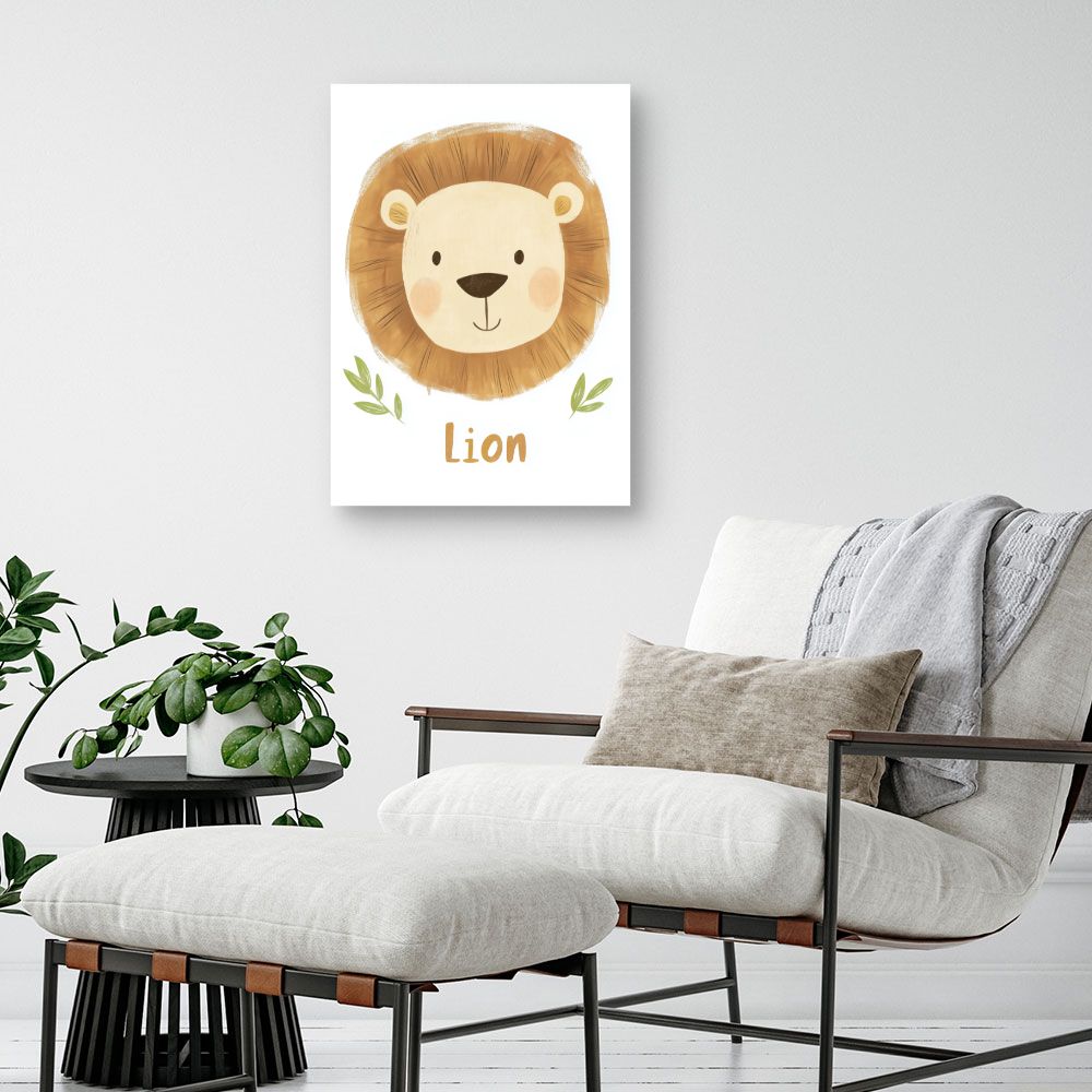 Tableau imprimé pour enfants 'Lion adorable'