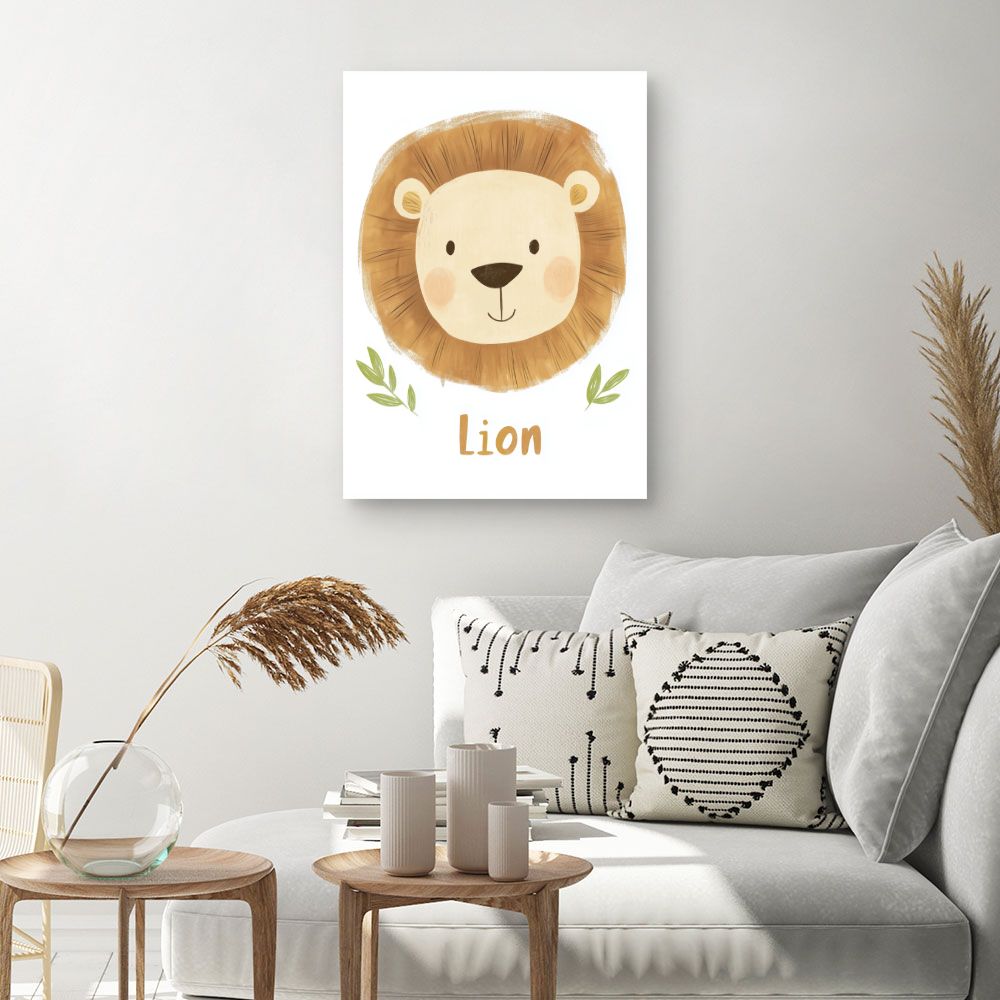 Tableau imprimé pour enfants 'Lion adorable'