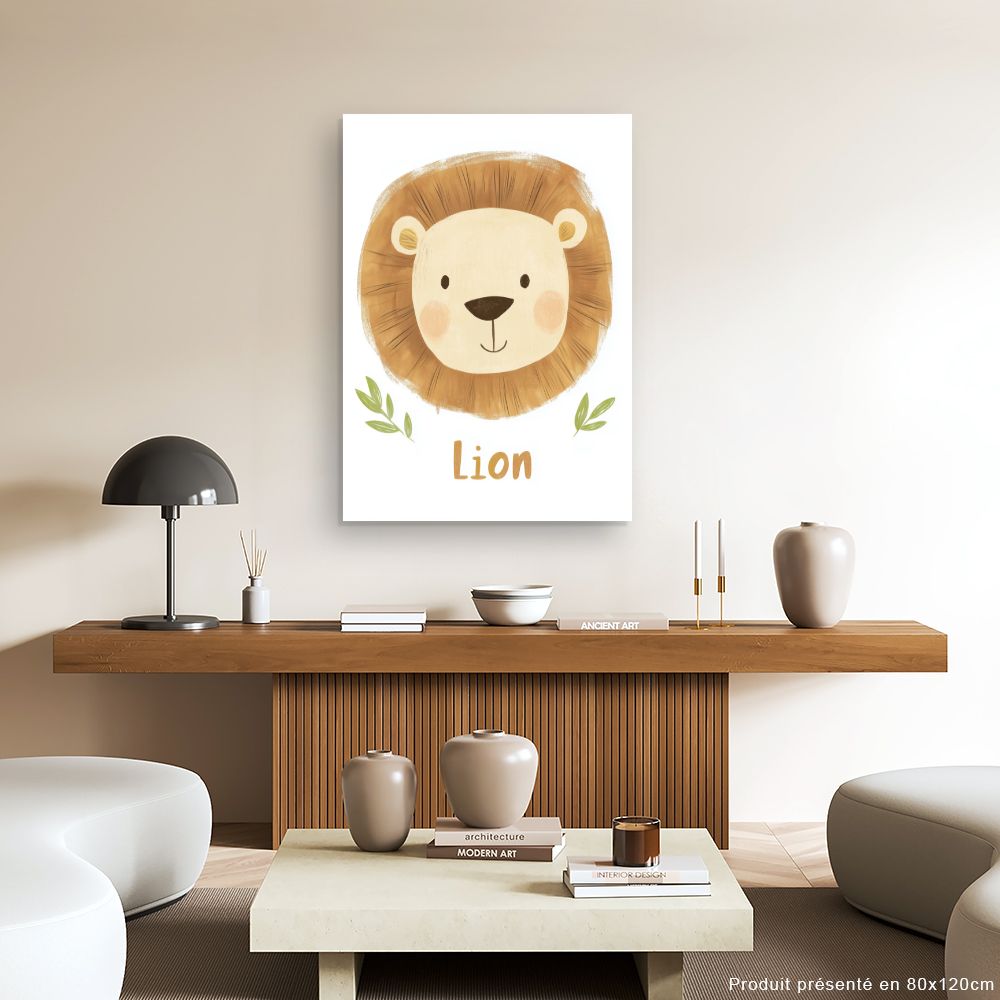 Tableau imprimé pour enfants 'Lion adorable'
