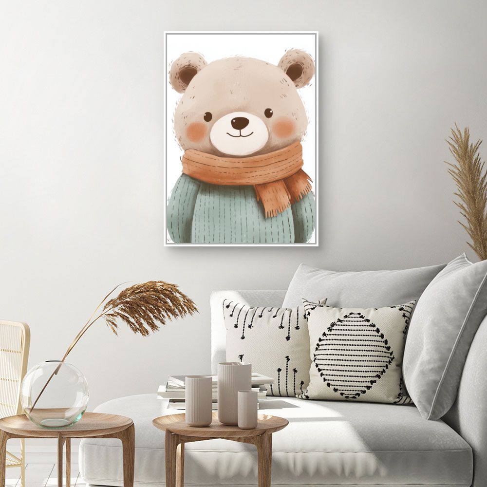 Tableau imprimé pour enfants 'Ours chaleureux'
