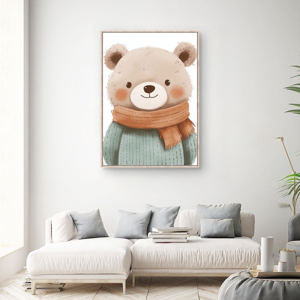 Tableau imprimé pour enfants 'Ours chaleureux'