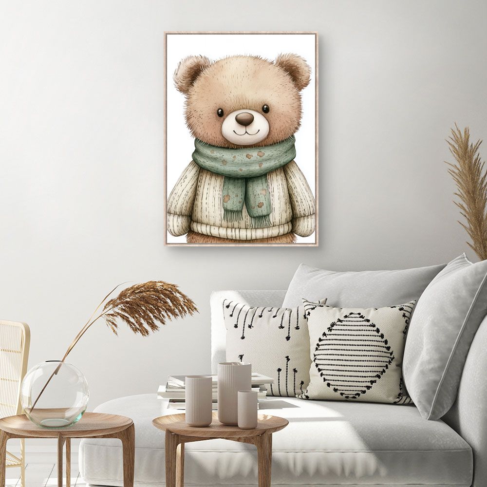 Tableau imprimé pour enfants 'Ours mignon vêtu'