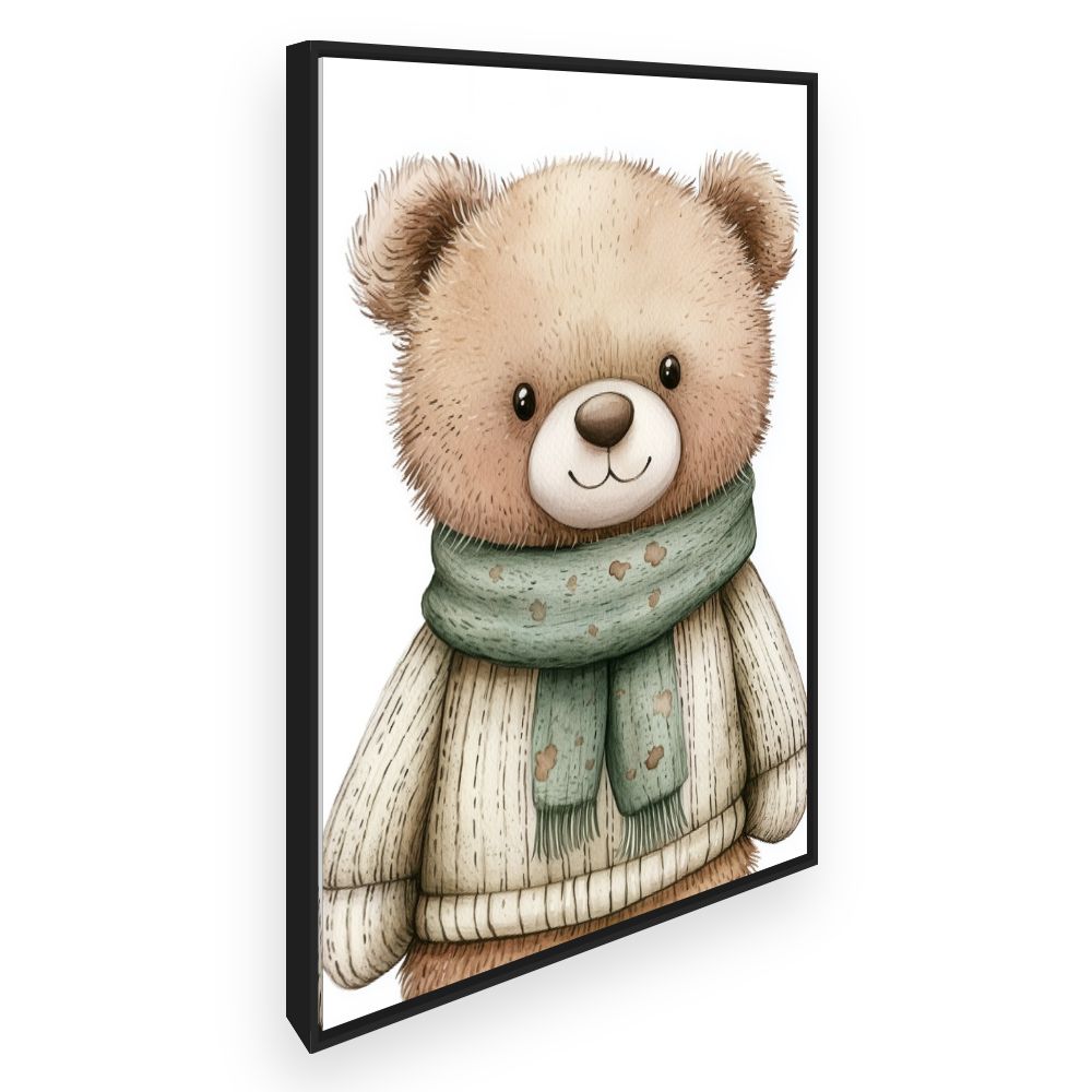 Tableau imprimé pour enfants 'Ours mignon vêtu'