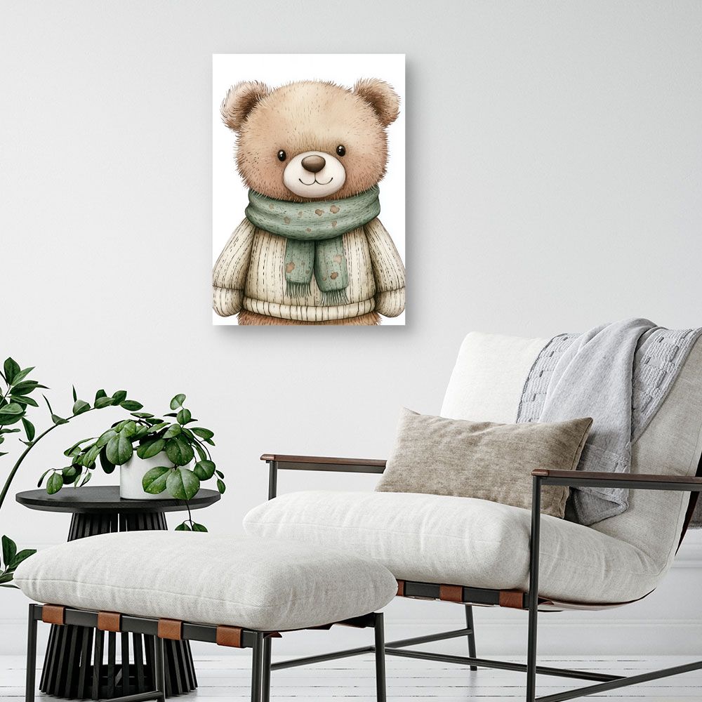 Tableau imprimé pour enfants 'Ours mignon vêtu'