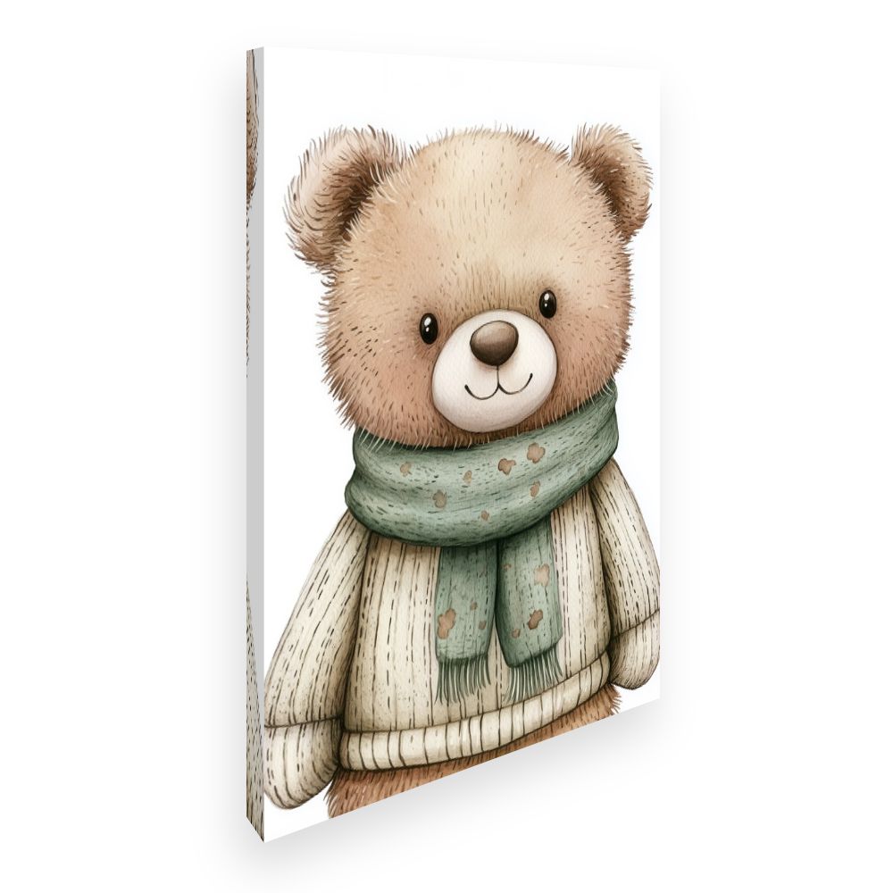 Tableau imprimé pour enfants 'Ours mignon vêtu'