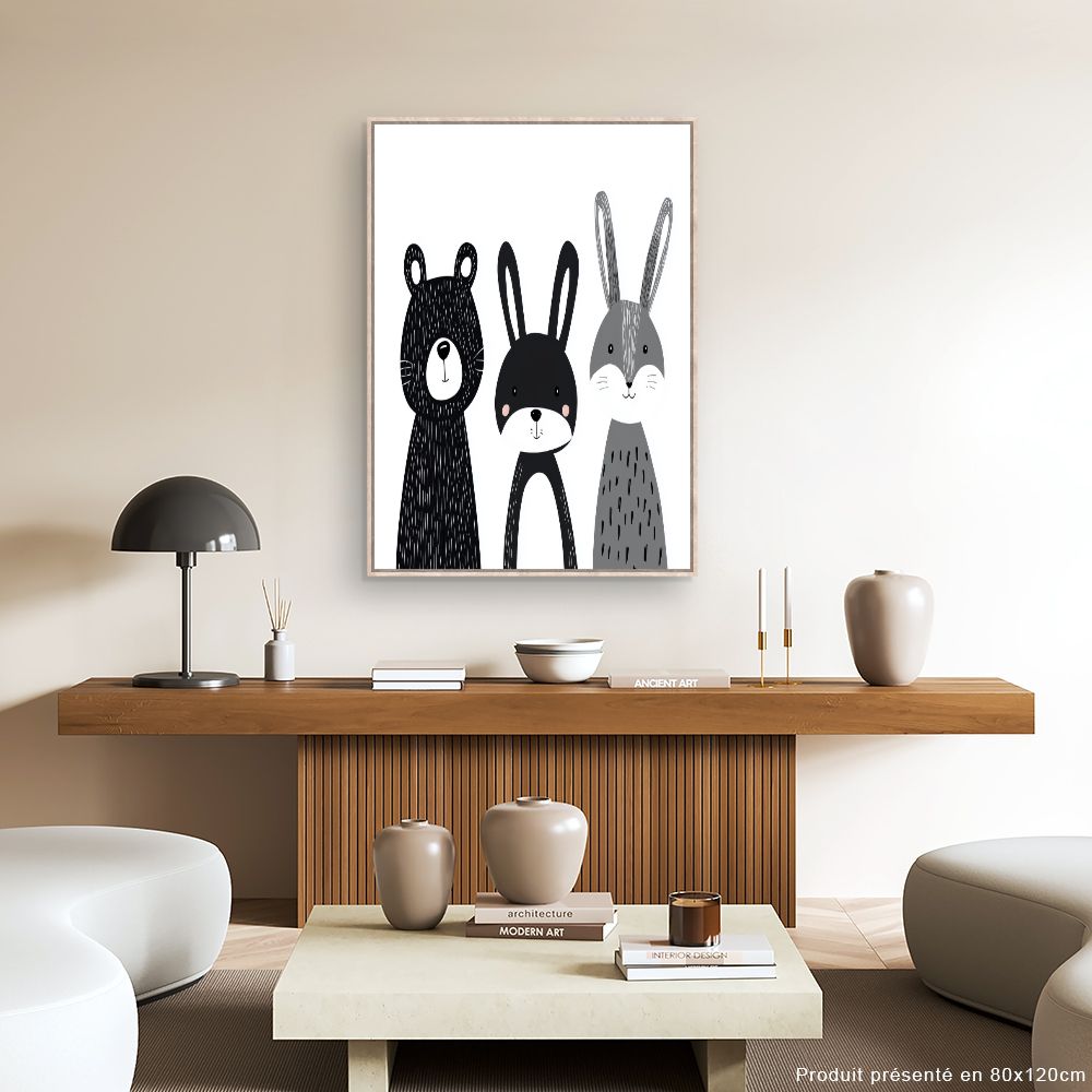 Tableau imprimé pour enfants 'Animaux mignons'
