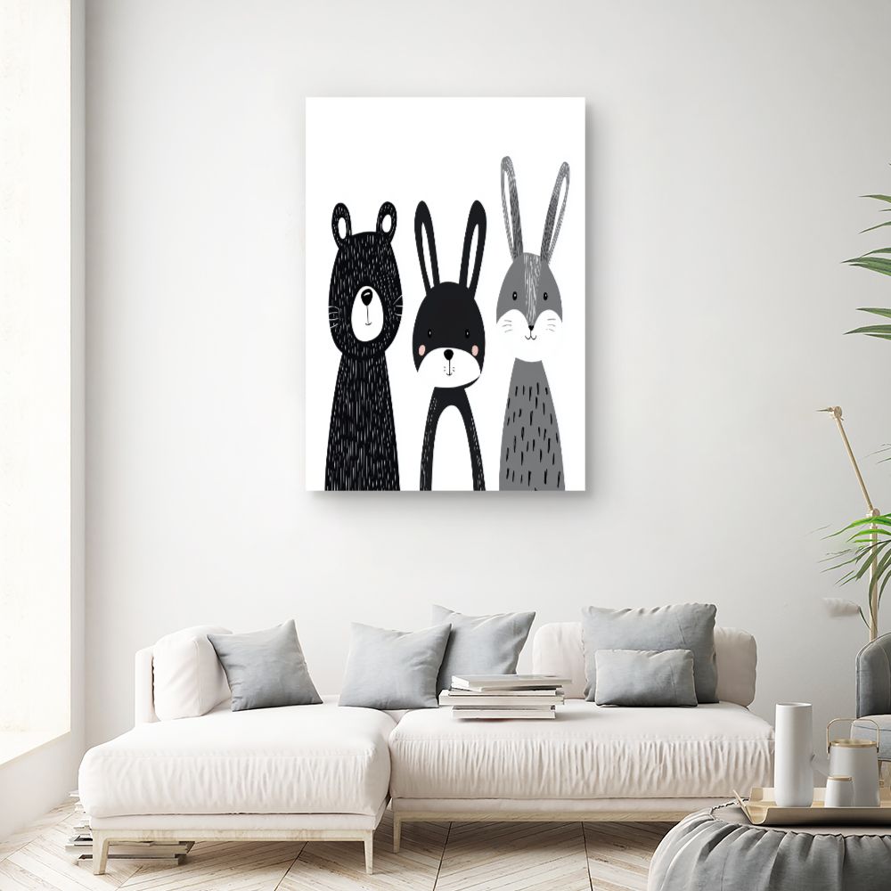 Tableau imprimé pour enfants 'Animaux mignons'