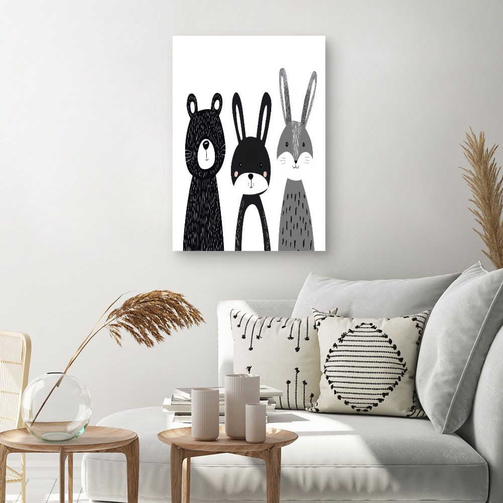 Tableau imprimé pour enfants 'Animaux mignons'