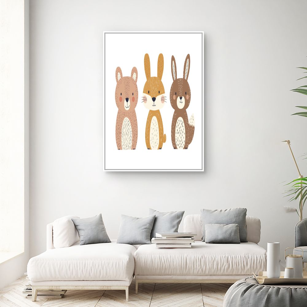 Tableau imprimé pour enfants 'Animaux mignons'