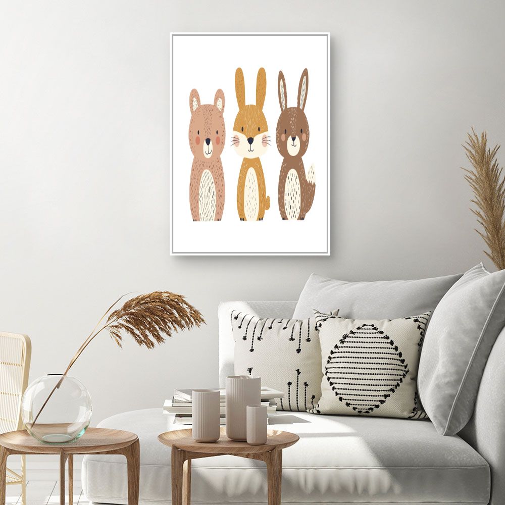 Tableau imprimé pour enfants 'Animaux mignons'