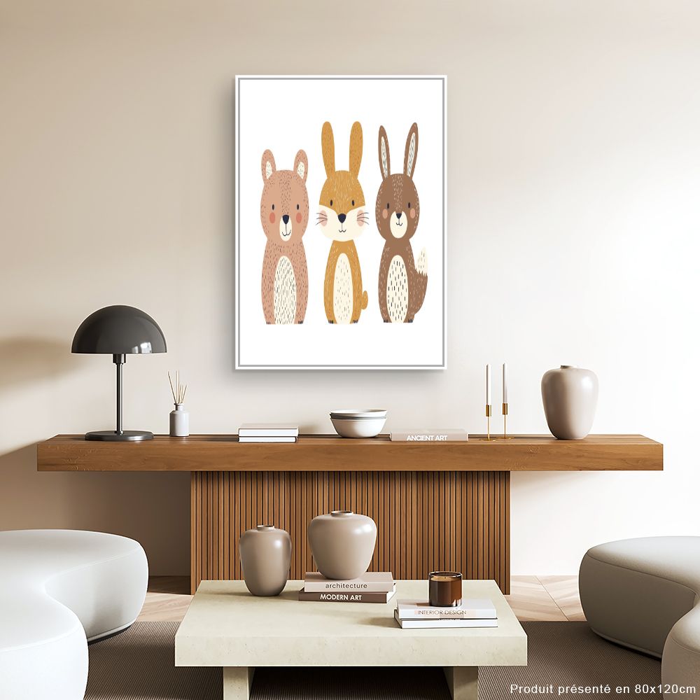 Tableau imprimé pour enfants 'Animaux mignons'