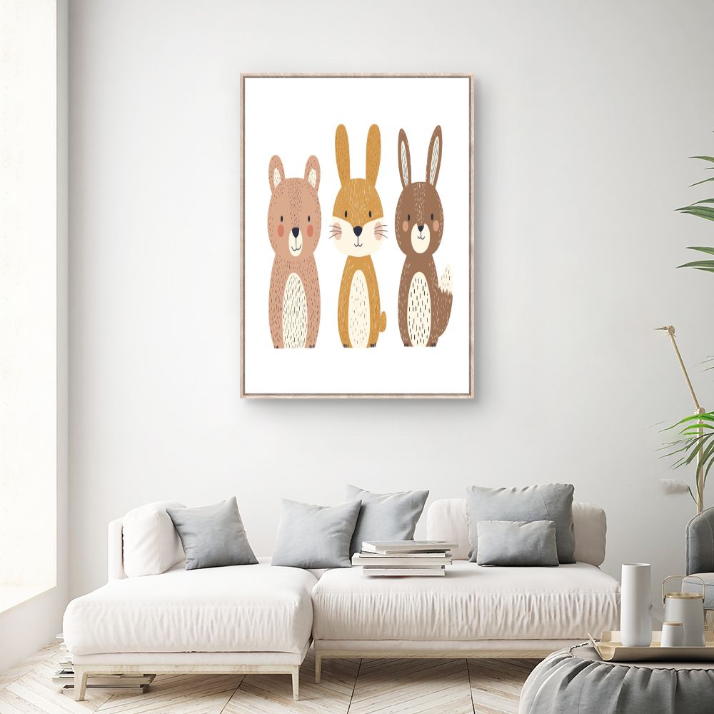 Tableau imprimé pour enfants 'Animaux mignons'