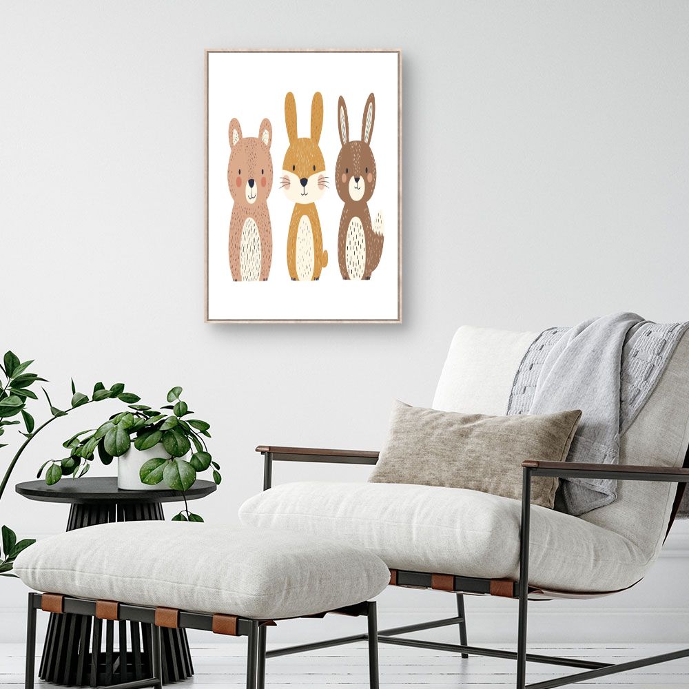 Tableau imprimé pour enfants 'Animaux mignons'